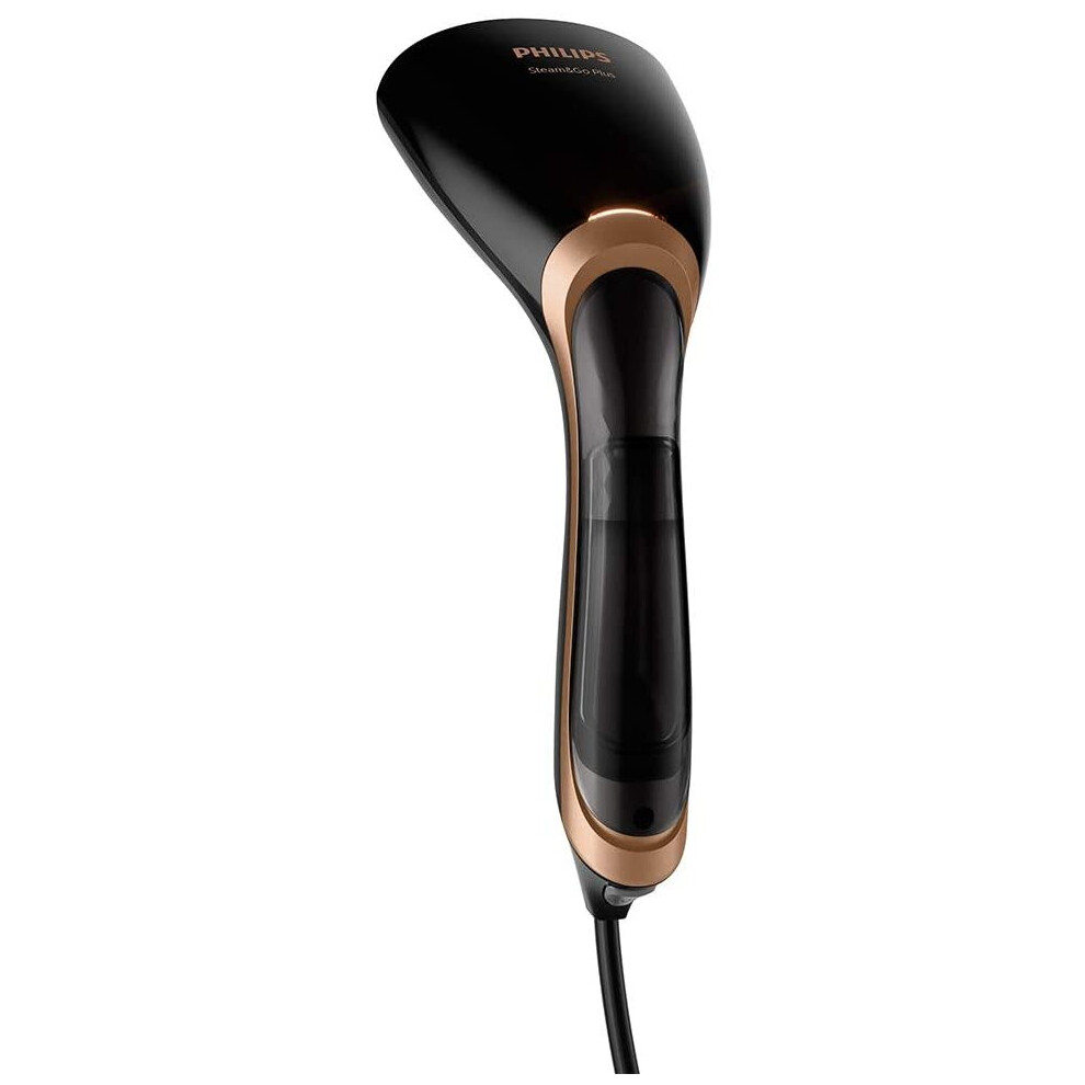 Philips Steam and Go Plus Handheld Clothes, Vertical and Horizontal Garment Steamer, No Ironing Board Needed, 0.07 Litre, 1300 W, Black/Copper - GC362