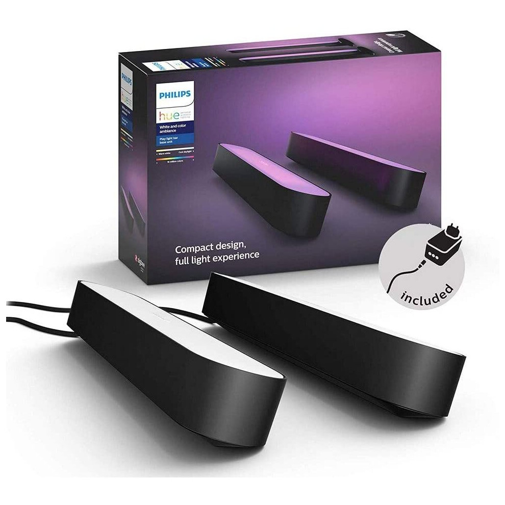 Philips Hue Play White and Colour Ambiance Smart Light Bar Double Pack Base Unit, Entertainment Lighting for TV and Gaming (Works with Alexa, Google A
