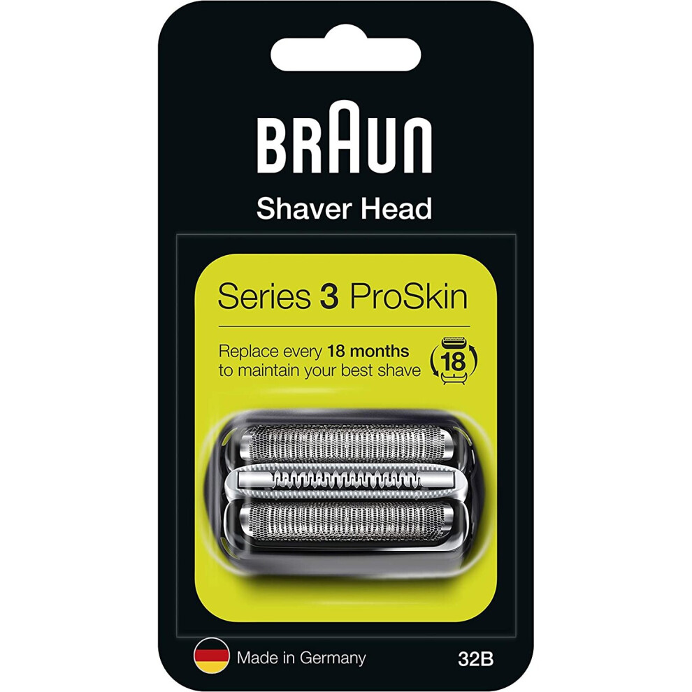 Braun Series 3 32B Electric Shaver Head Replacement - Black - Compatible with Series 3 Shavers ProSkin