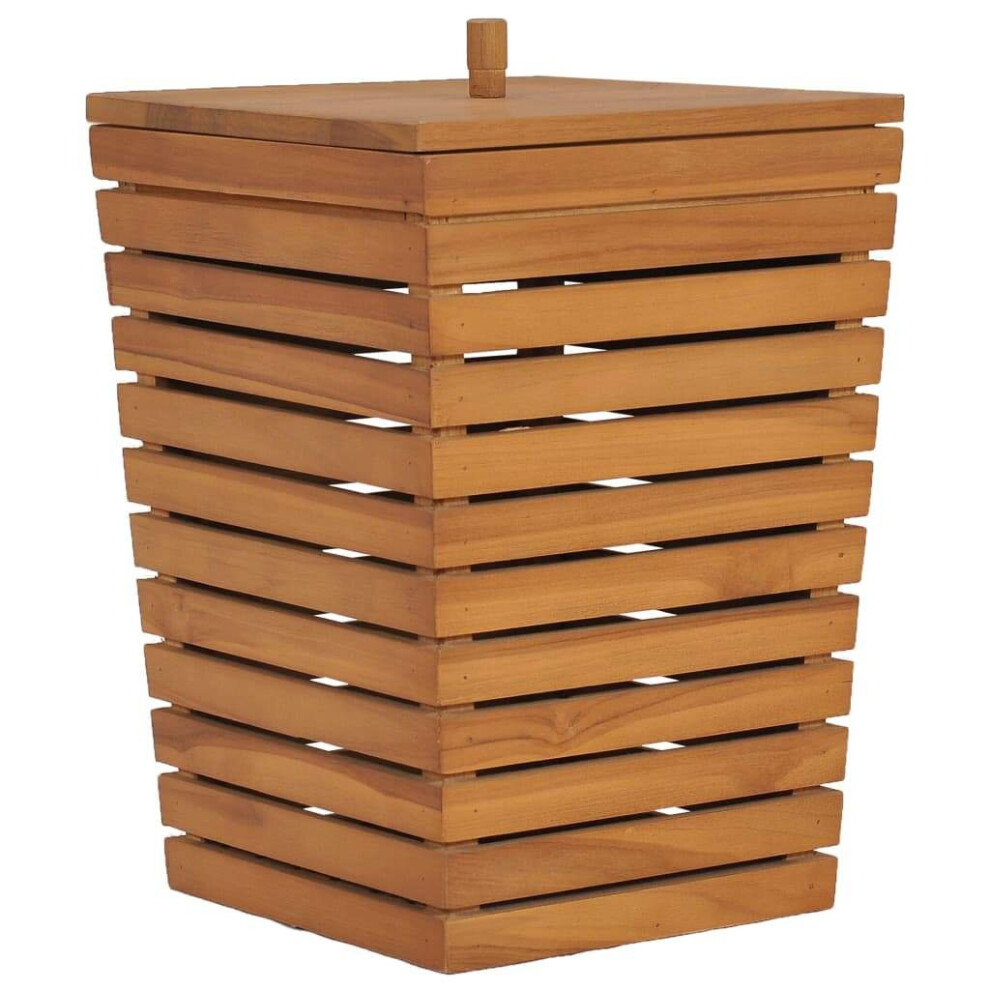 Vidaxl Solid Teak Wood Laundry Basket Washing Box Bin Clothes Chest Storage
