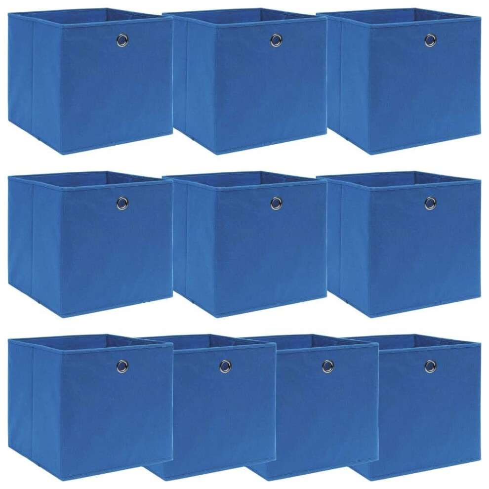 vidaXL 10x Storage Boxes Blue Fabric Foldable Garden Chests Cases Organisers