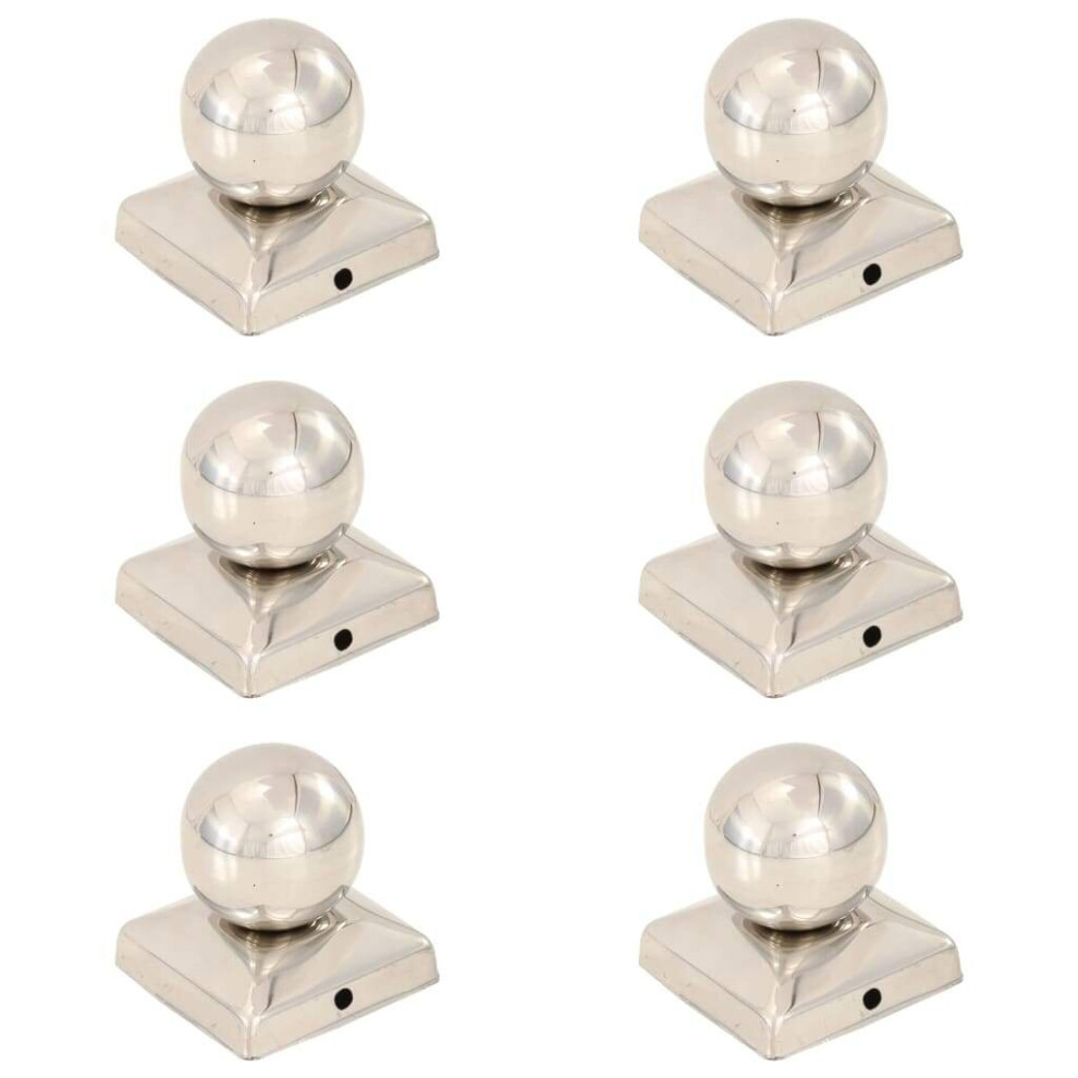 vidaXL  Post Caps 6 pcs Globe Final Stainless Steel 71x71 mm