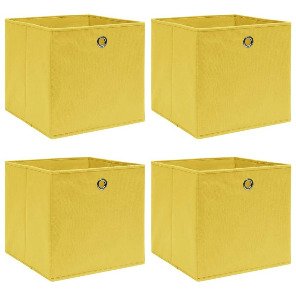 Vidaxl 4X Storage Boxes Yellow Fabric Foldable Garden Chests Cases Organisers