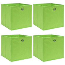 vidaXL 4x Storage Boxes Green Fabric Foldable Garden Chests Cases Organisers