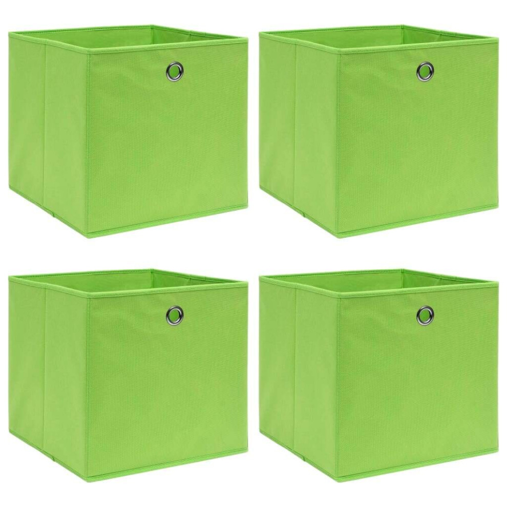 vidaXL 4x Storage Boxes Green Fabric Foldable Garden Chests Cases Organisers