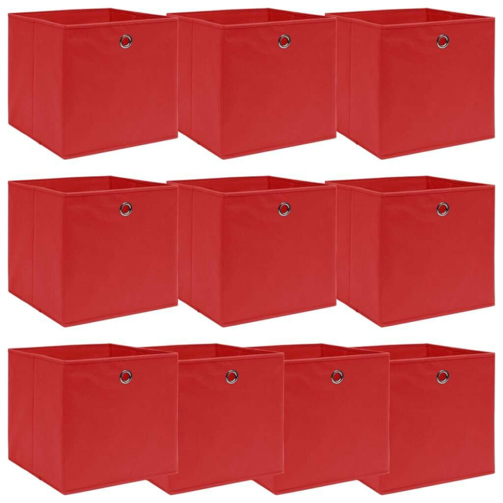 Vidaxl 10X Storage Boxes Fabric Foldable Garden Chests Cases Organisers Red