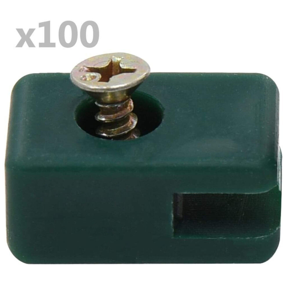 vidaXL Garden Fence Wire Holder with Screw 100 Sets Green Tension Fixing Screw
