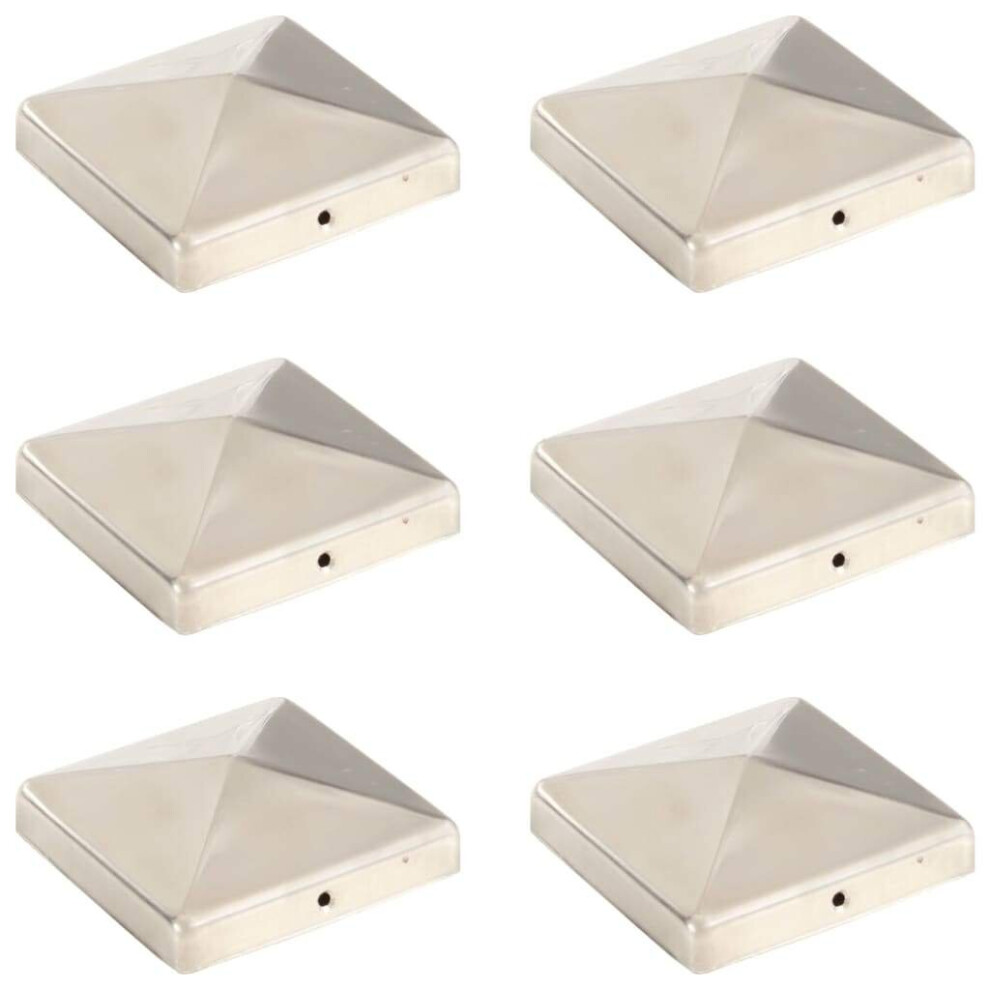vidaXL  Pyramid Fence Post Caps 6 pcs Stainless Steel 101x101 mm