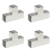 vidaXL 4x Post Connectors T Shape Galvanised Metal 91x91mm Wood Beams Support