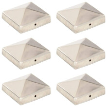 vidaXL Pyramid Fence Post Caps 6 pcs Stainless Steel 81x81 mm