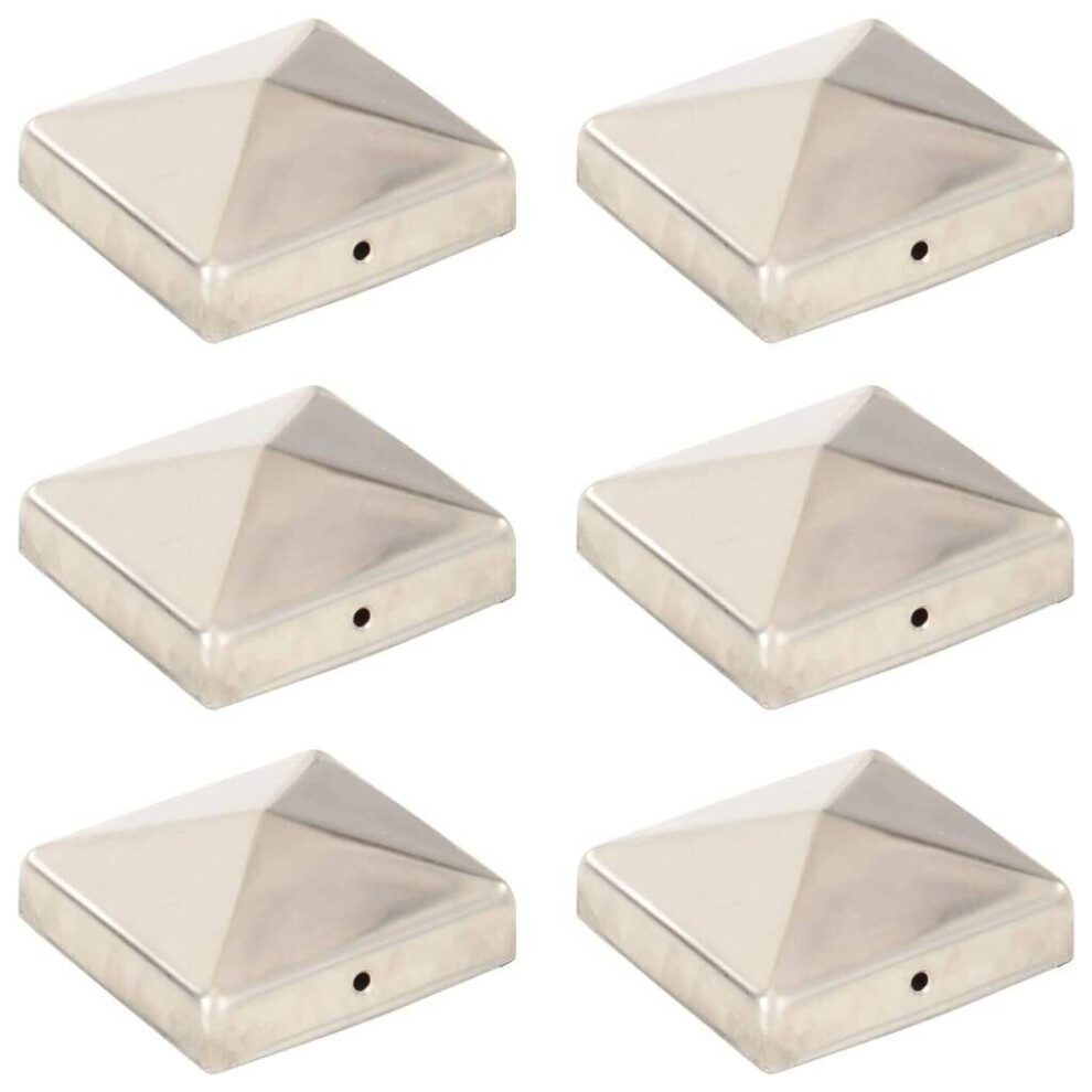 vidaXL  Pyramid Fence Post Caps 6 pcs Stainless Steel 81x81 mm