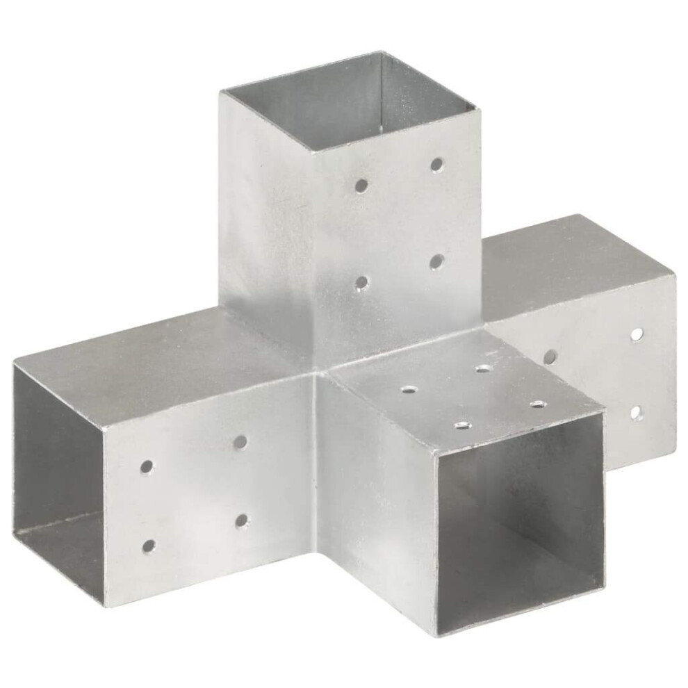 vidaXL Post Connector X Shape Galvanised Metal 81x81mm Wood Beams Shoe Support