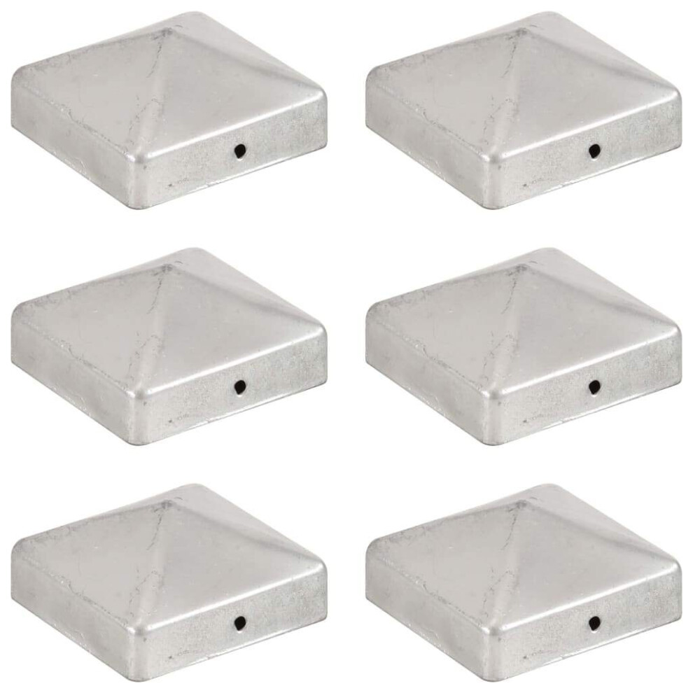vidaXL 6x Pyramid Fence Post Cap Galvanise Metal 71x71mm Fencing Barrier Top