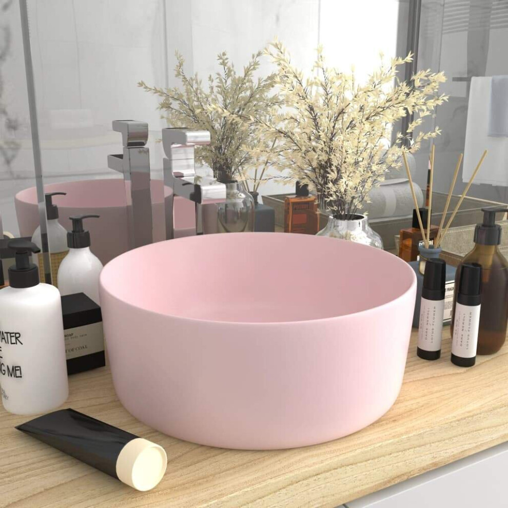 vidaXL  Luxury Wash Basin Round Matt Pink 40x15 cm Ceramic