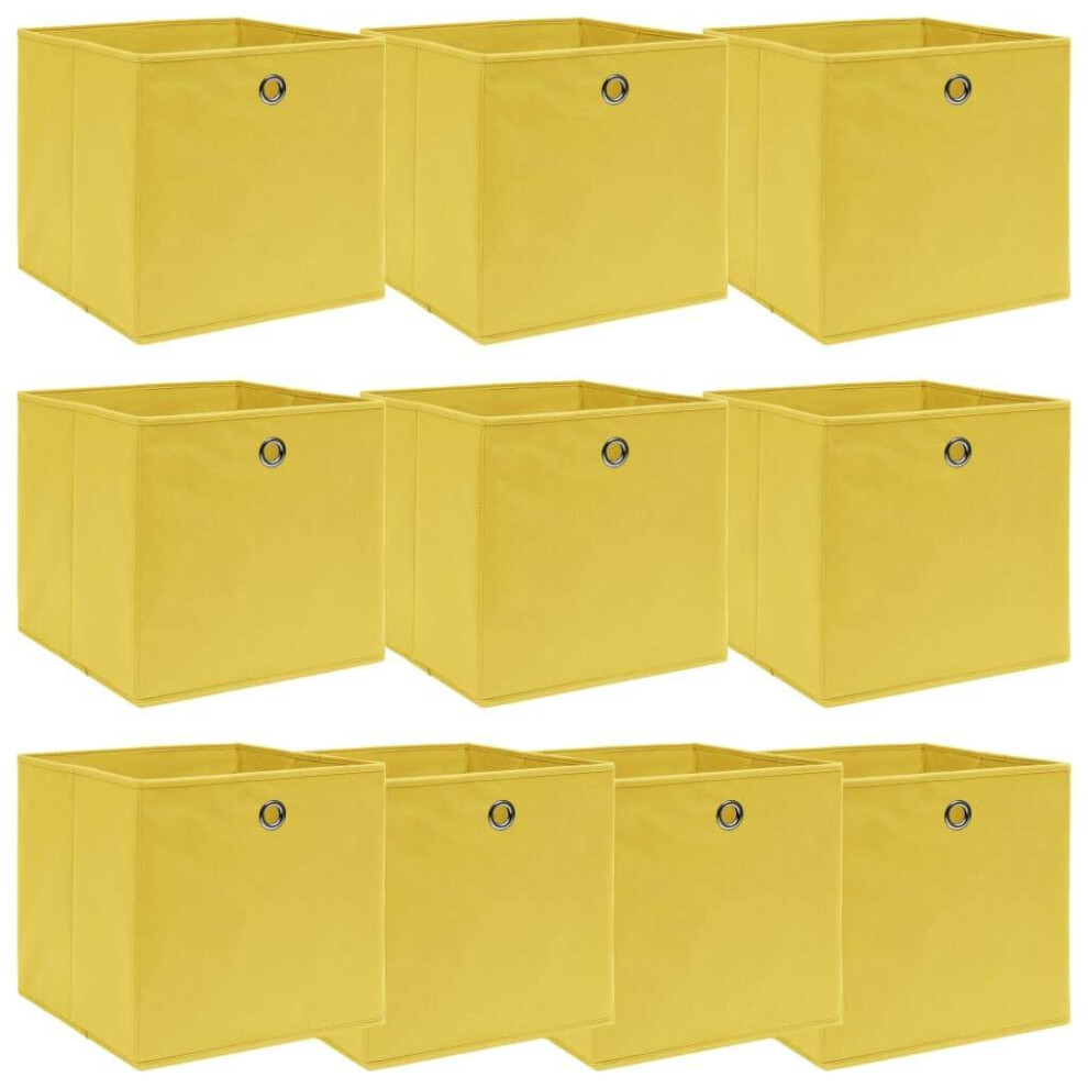 Vidaxl 10X Storage Boxes Yellow Fabric Foldable Garden Chests Cases Organisers