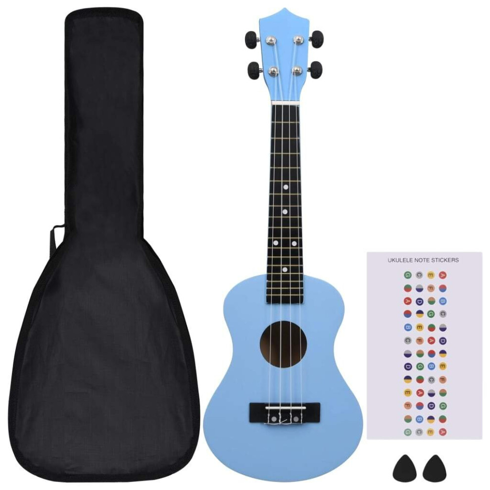 Vidaxl Soprano Ukulele Set With Bag For Kids Baby Blue 23" Musical Instrument