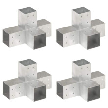 vidaXL 4x Post Connectors X Shape Galvanised Metal 81x81mm Wood Beams Support