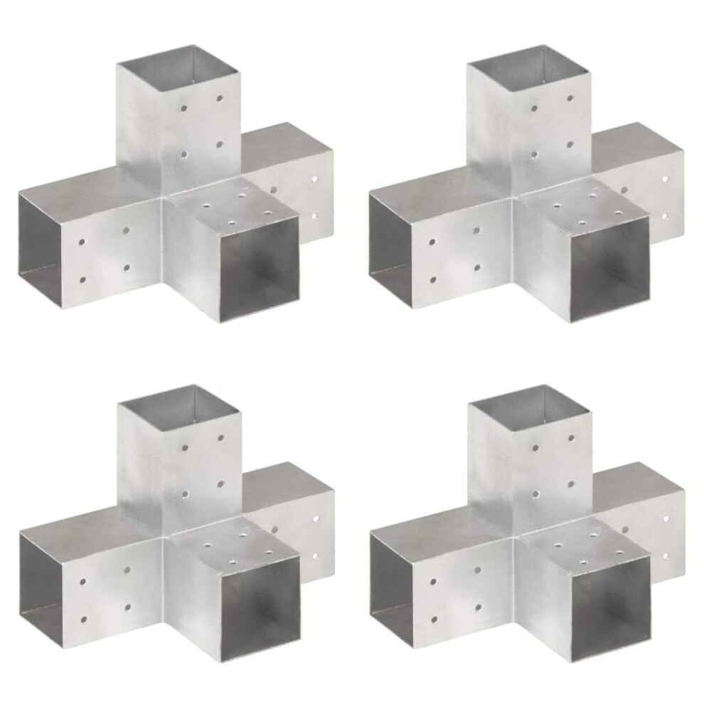 vidaXL 4x Post Connectors X Shape Galvanised Metal 81x81mm Wood Beams Support