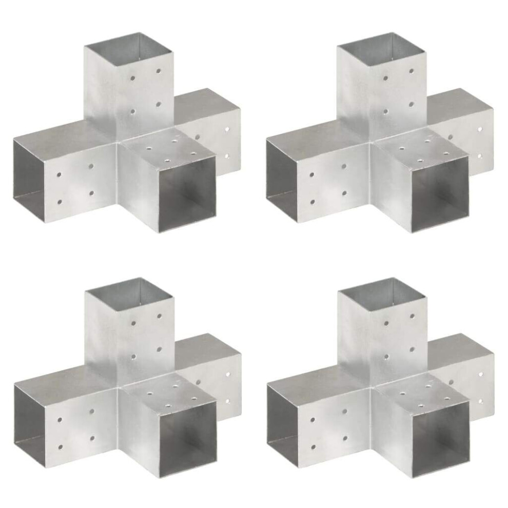 vidaXL  Post Connectors 4 pcs X Shape Galvanised Metal 81x81 mm