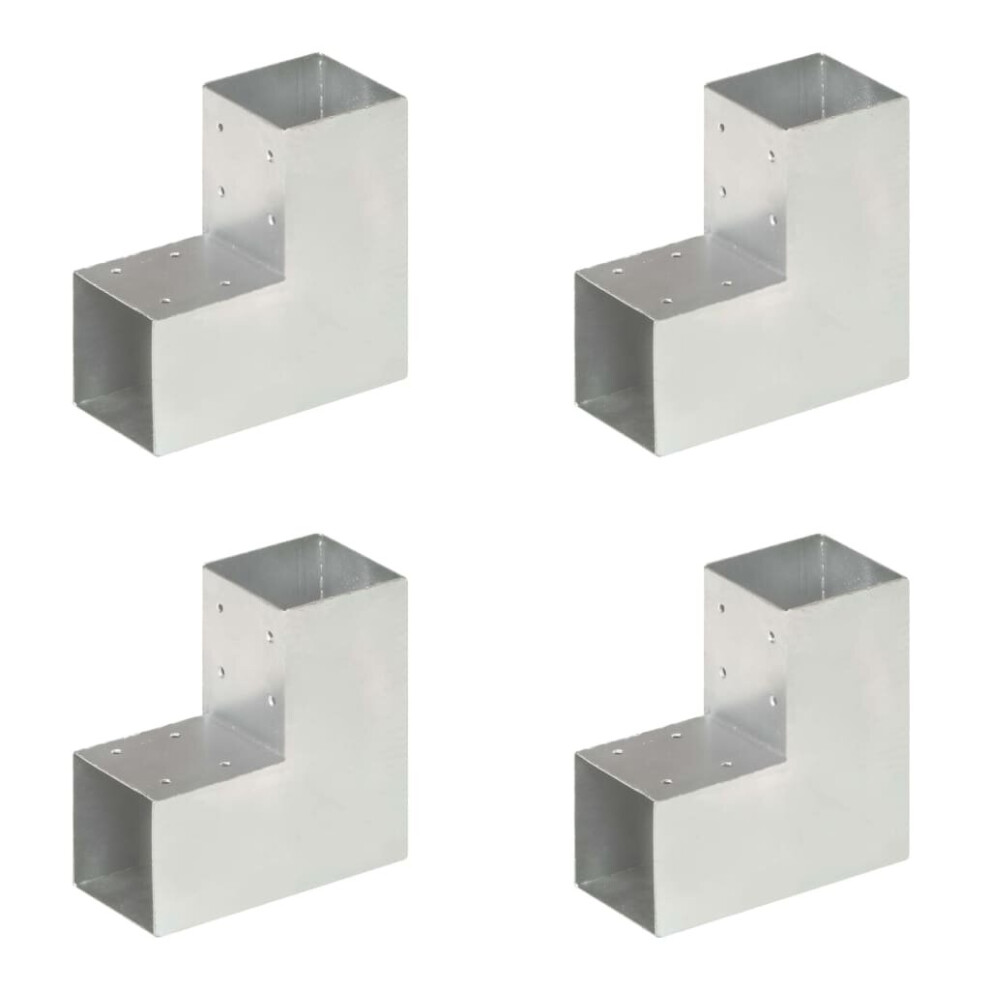 vidaXL 4x Post Connectors L Shape Galvanised Metal 91x91mm Wood Beams Support