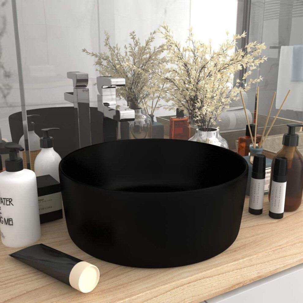 vidaXL  Luxury Wash Basin Round Matt Black 40x15 cm Ceramic