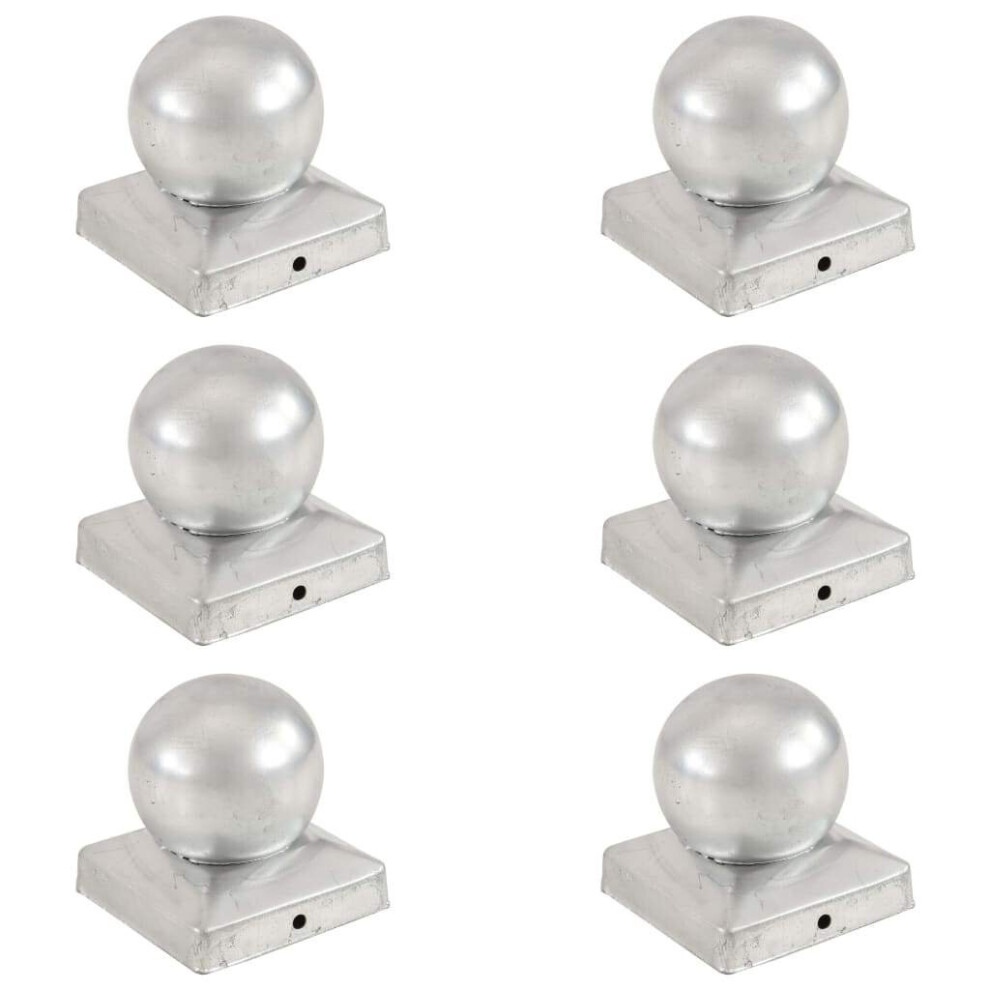 vidaXL  Post Caps 6 pcs Globe Final Galvanised Metal 91x91 mm