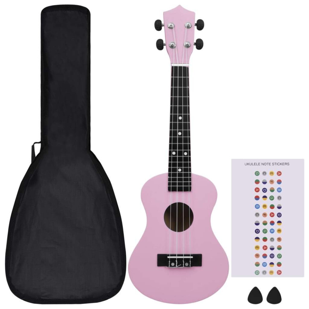 Vidaxl Soprano Ukulele Set With Bag For Kids 23" Music String Instrument Pink