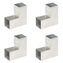 vidaXL 4x Post Connectors L Shape Galvanised Metal 81x81mm Wood Beams Support