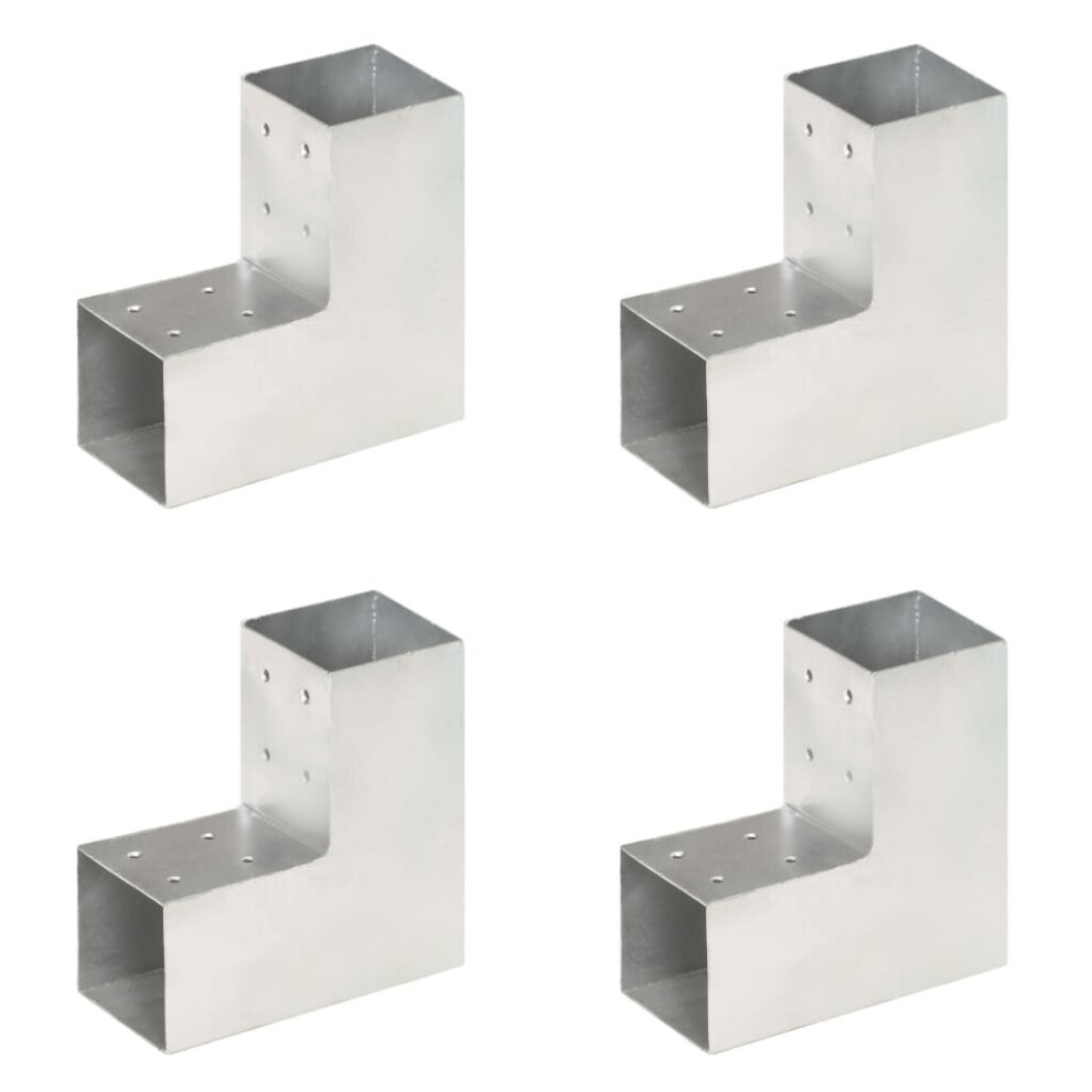 vidaXL  Post Connectors 4 pcs L Shape Galvanised Metal 81x81 mm