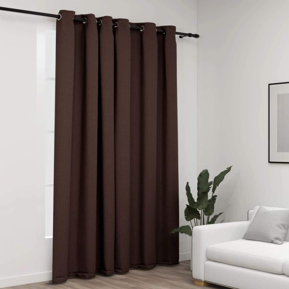 Vidaxl Linen-Look Blackout Curtain With Grommets Taupe 290X245cm Drape Blind