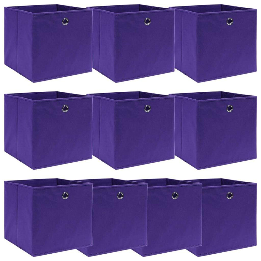 vidaXL 10x Storage Boxes Purple Fabric Foldable Garden Chests Cases Organisers