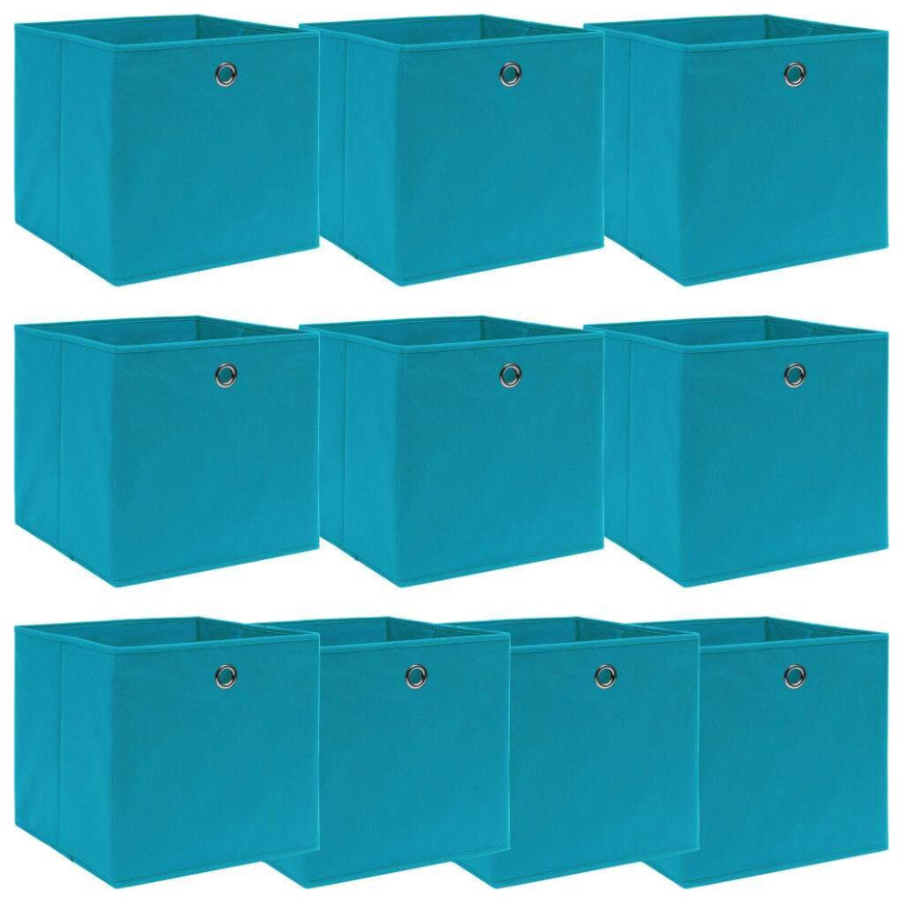 Vidaxl 10X Storage Boxes Baby Blue Fabric Foldable Garden Chests Organisers