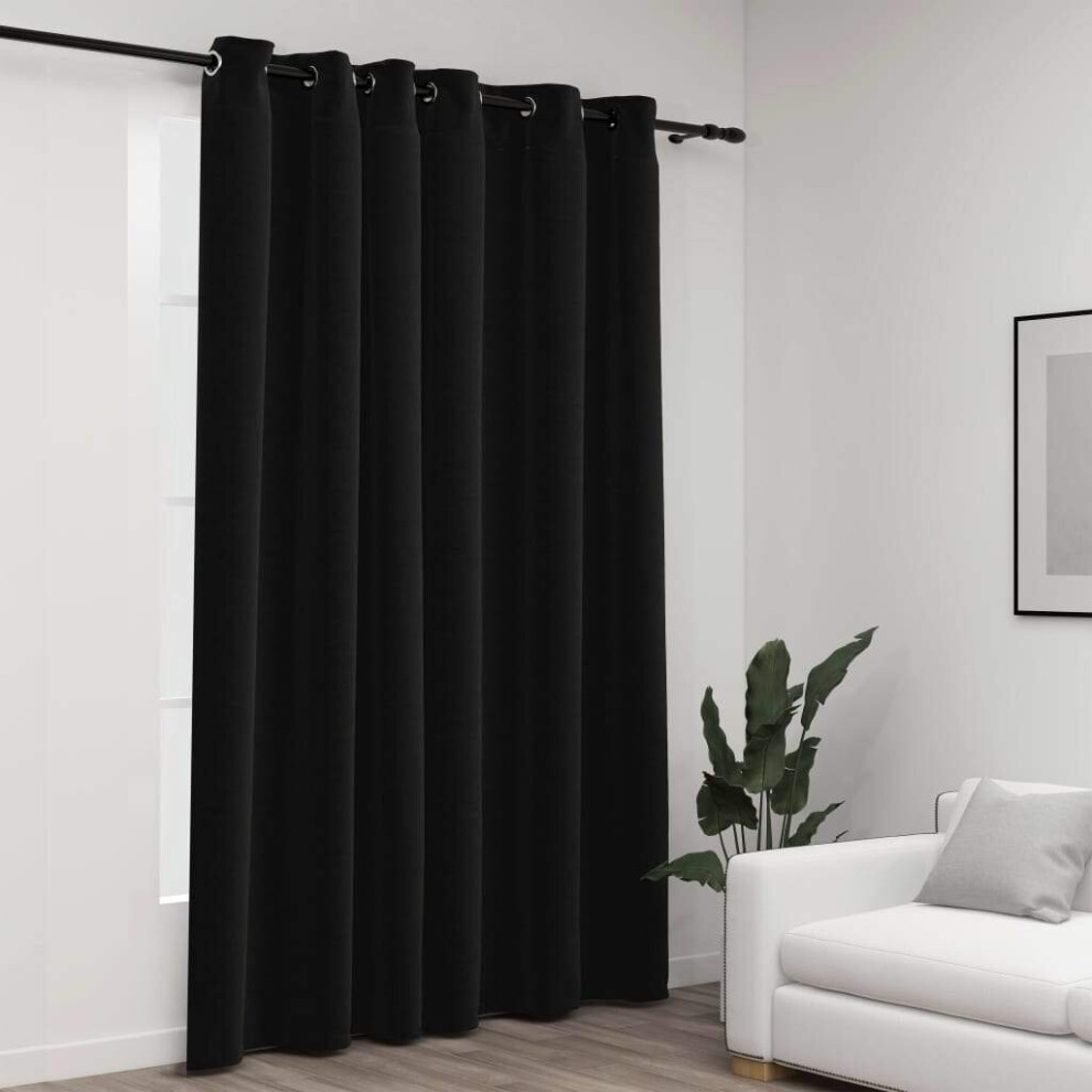 Vidaxl Linen-Look Blackout Curtains With Grommets Anthracite 290X245cm Drape
