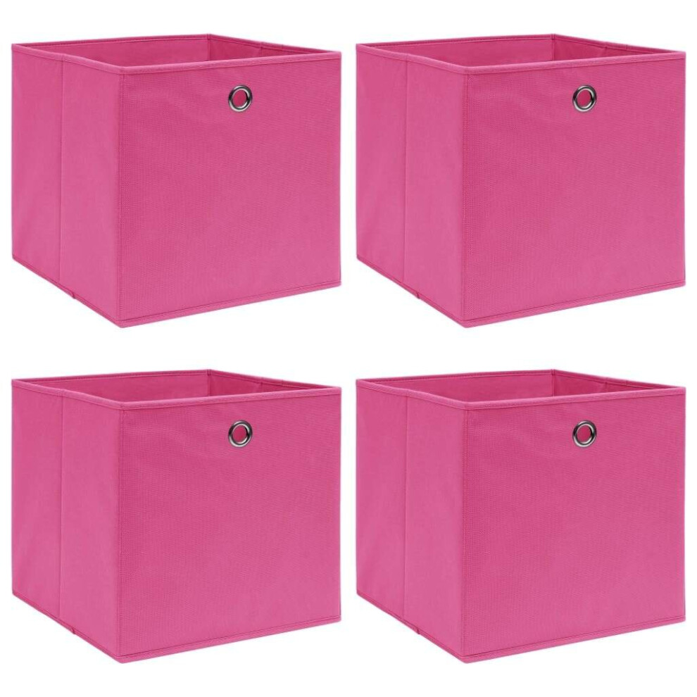 Vidaxl 4X Storage Boxes Pink Fabric Foldable Garden Chests Cases Organisers