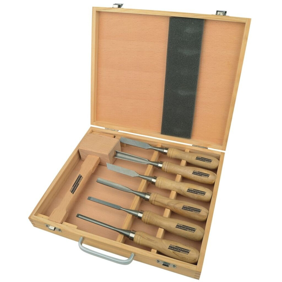 vidaXL BrâÂºder Mannesmann 7 Piece Wood Carving Tool Set 66107