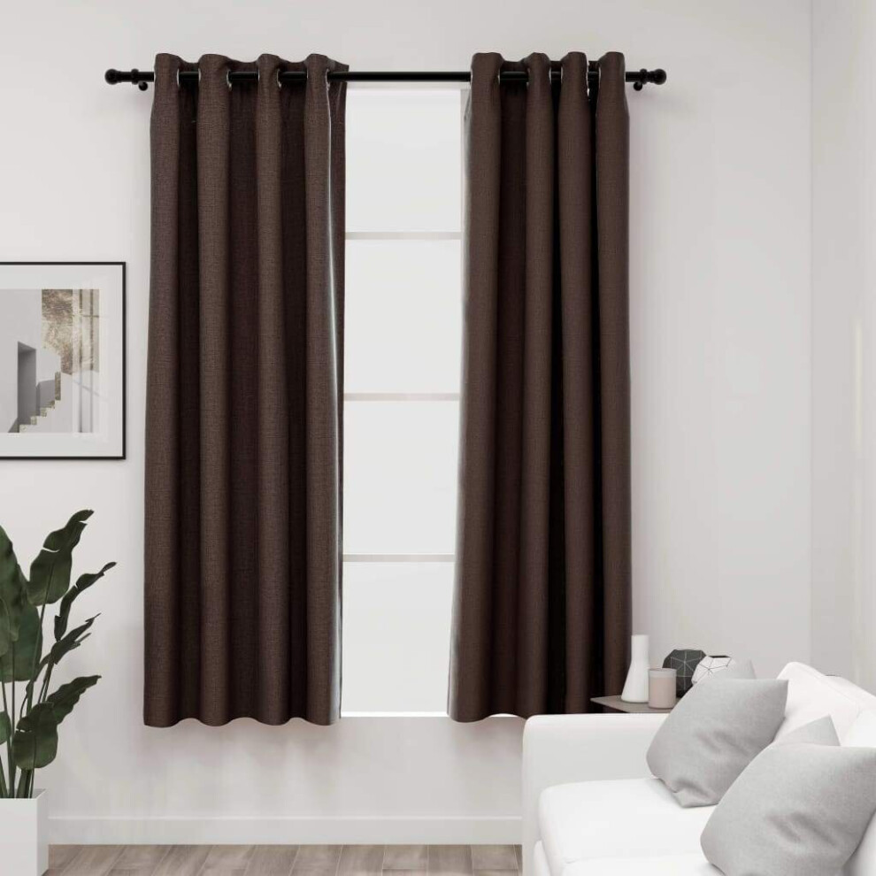 vidaXL  Linen-Look Blackout Curtains with Grommets 2pcs Taupe 140x175cm