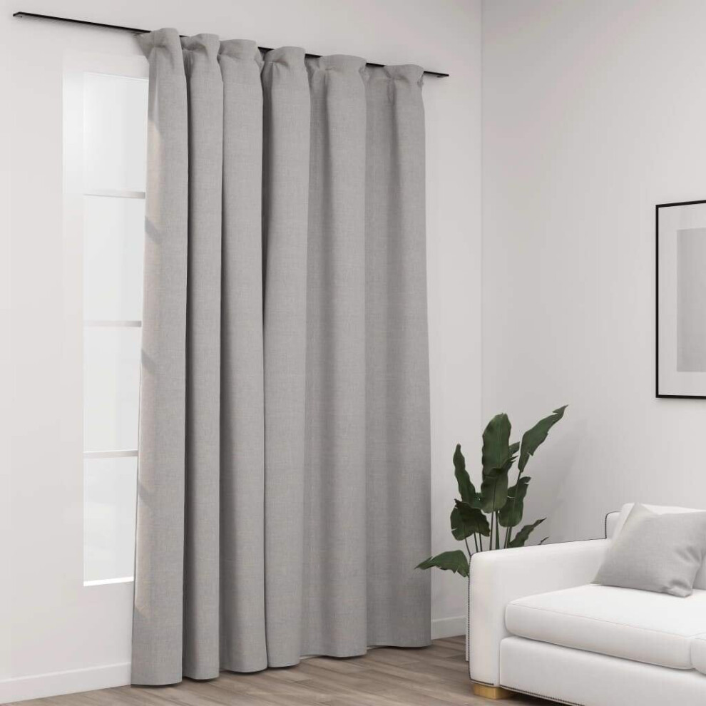 Vidaxl Linen-Look Blackout Curtain With Hooks Grey 290X245cm Window Drape