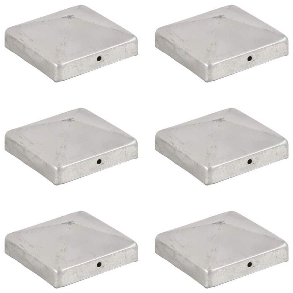 vidaXL 6x Pyramid Fence Post Cap Galvanised Metal 91x91mm Fencing Barrier Top