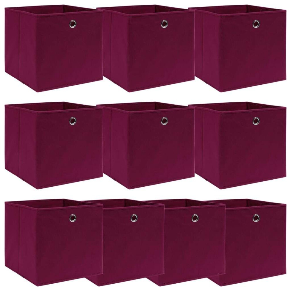 vidaXL 10x Storage Boxes Dark Red Fabric Foldable Garden Chest Case Organisers