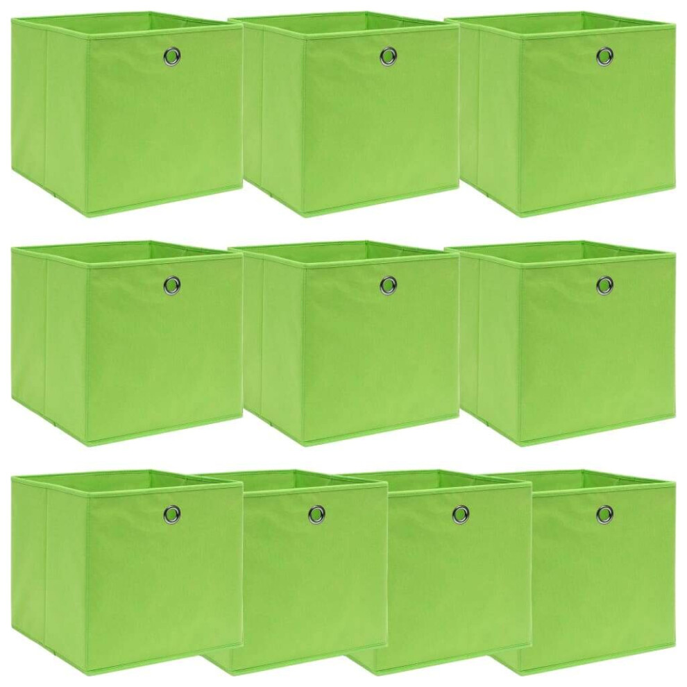 Vidaxl 10X Storage Boxes Fabric Foldable Garden Chests Cases Organisers Green