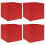 VidaXL vidaXL 4x Red Foldable Fabric Storage Boxes - Non-Woven Polyester Organisers 32x32x32 cm 1