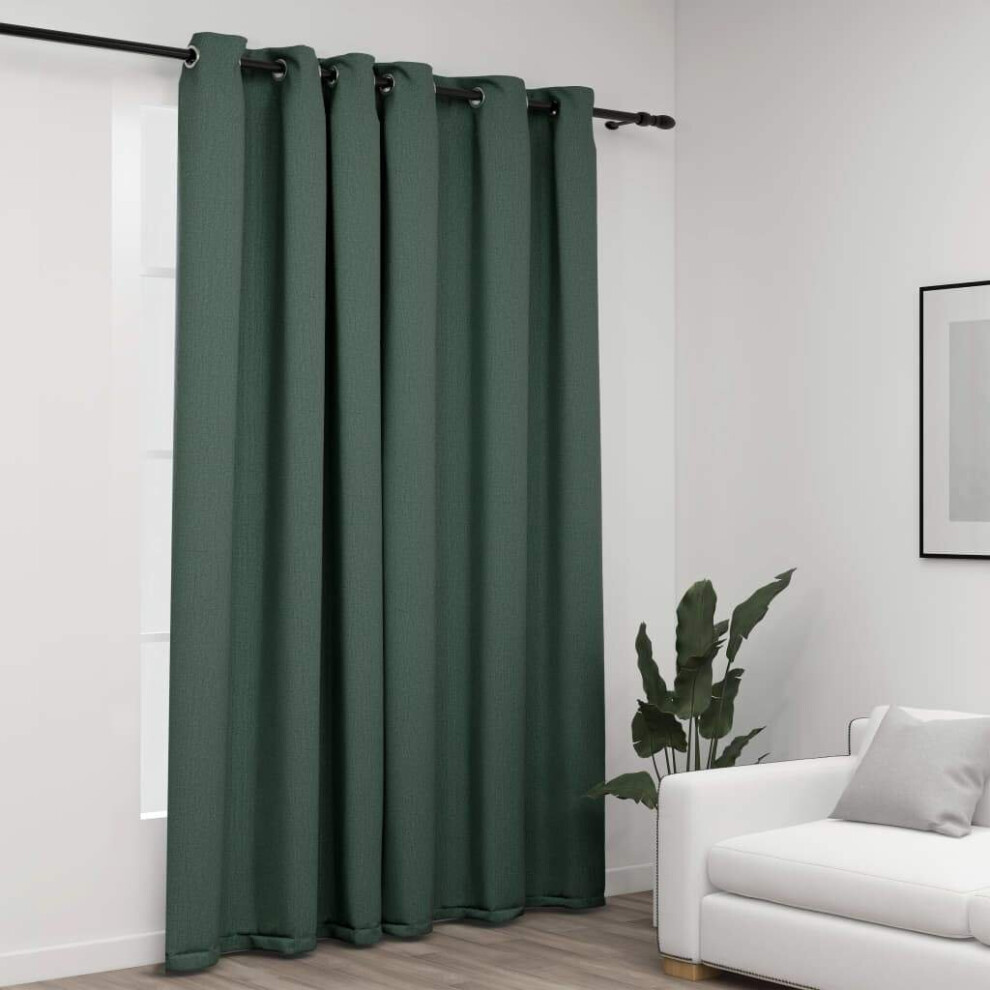 Vidaxl Linen-Look Blackout Curtains With Grommets Green Window Blind Drape