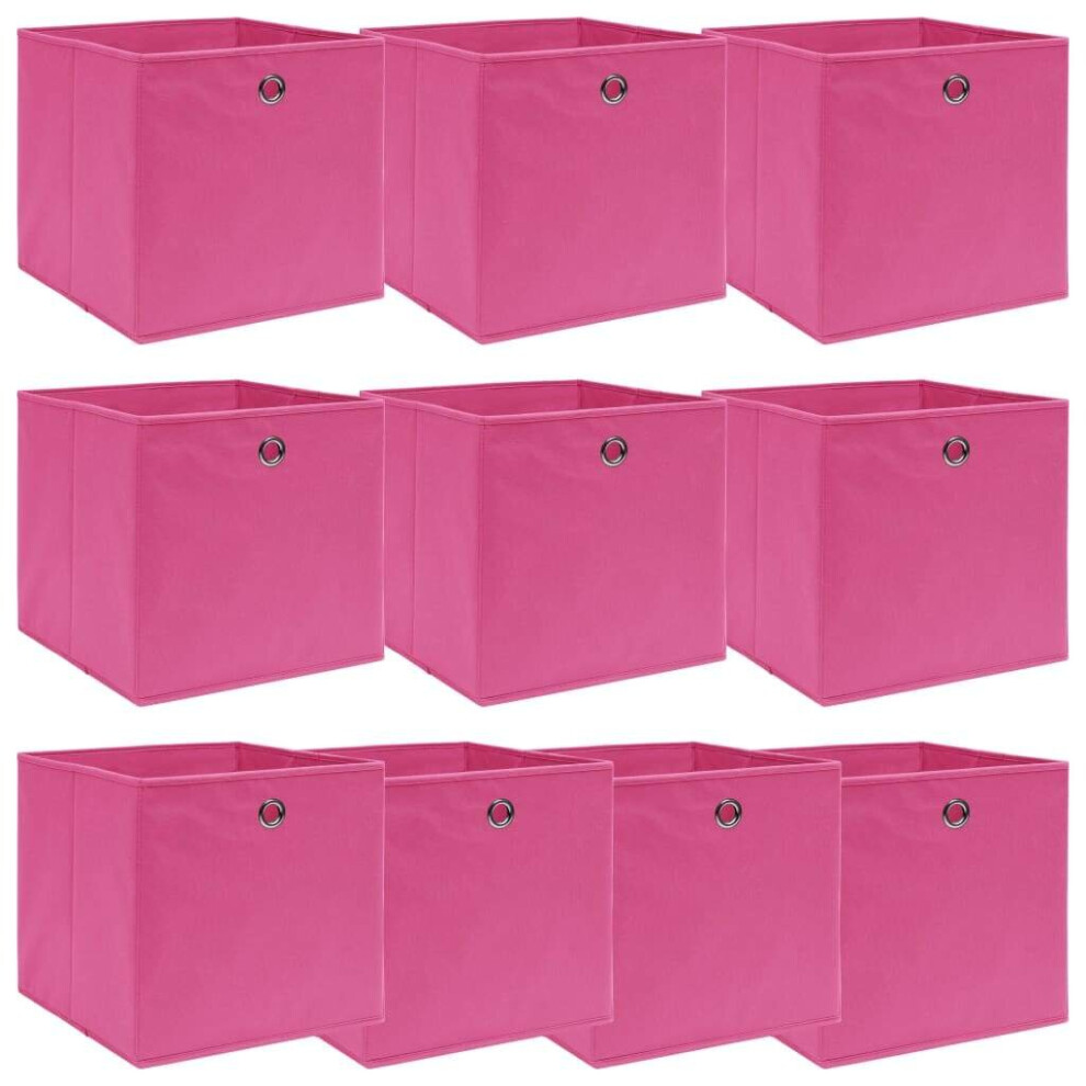 vidaXL 10x Storage Boxes Pink Fabric Foldable Garden Chests Cases Organisers