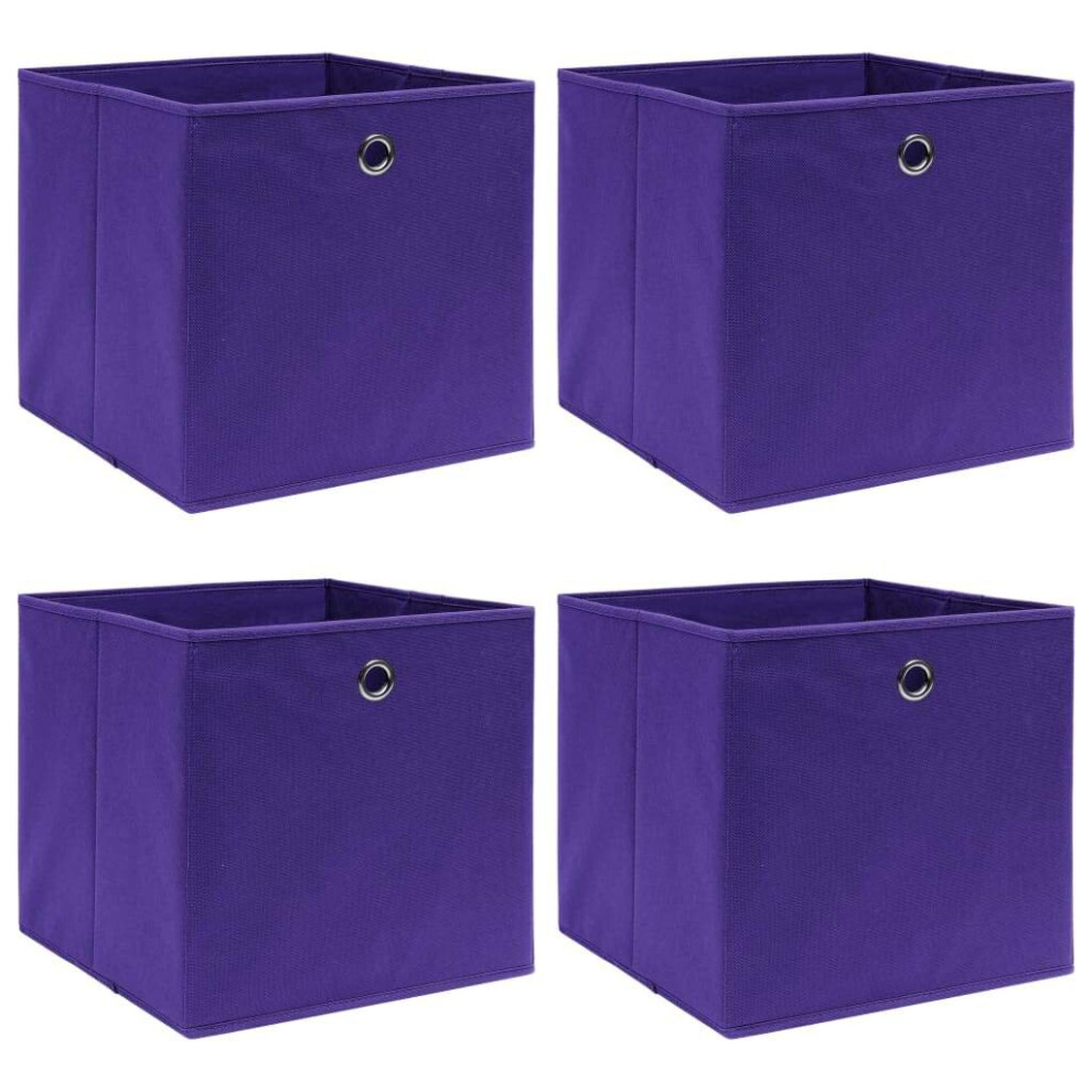 vidaXL 4x Storage Boxes Purple Fabric Foldable Garden Chests Cases Organisers