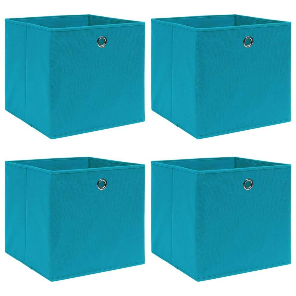 vidaXL 4x Storage Boxes Baby Blue Fabric Foldable Garden Chests Organisers