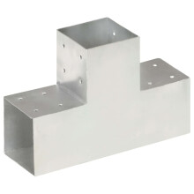 vidaXL Post Connector T Shape Galvanised Metal 101x101mm Wood Beams Support