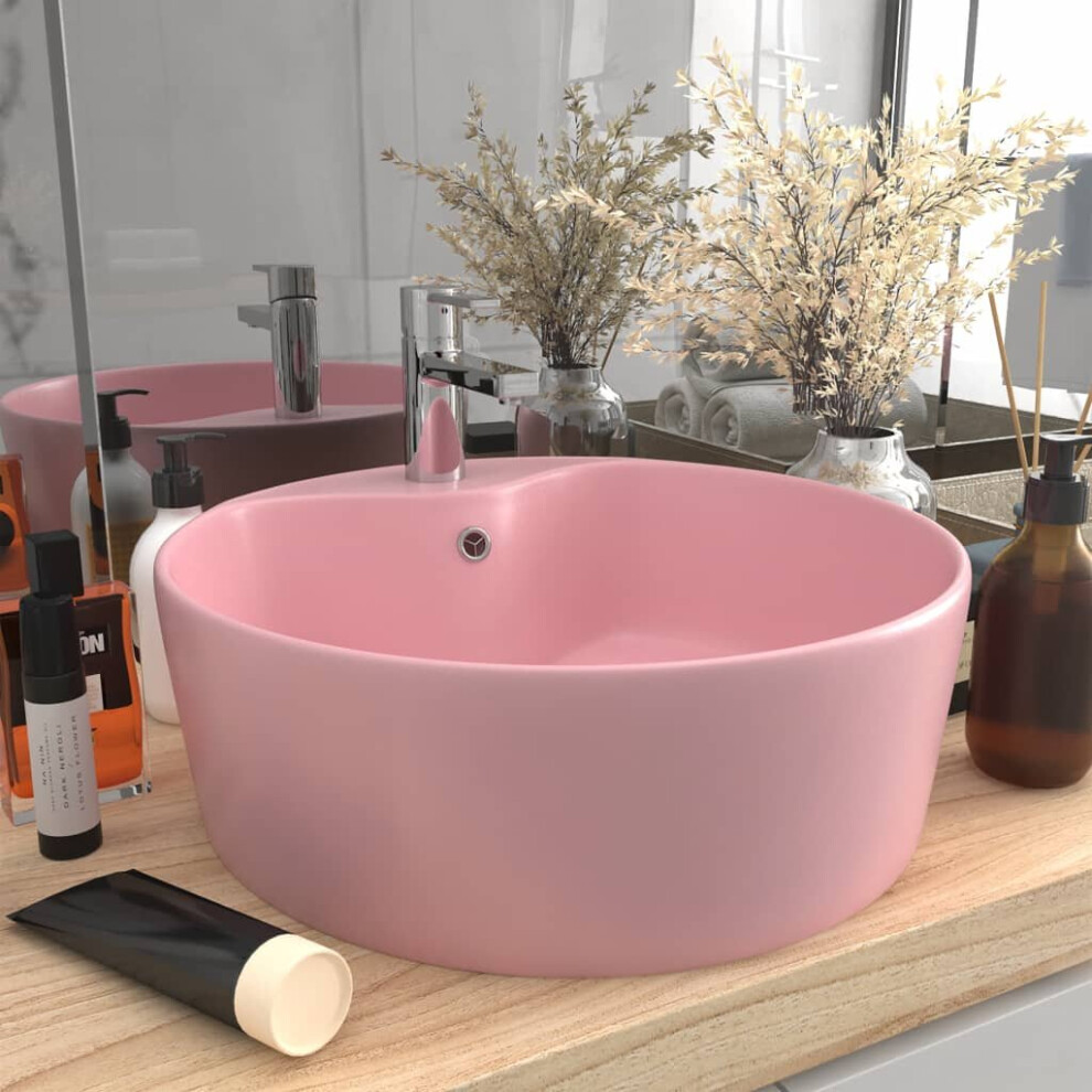 vidaXL  Luxury Wash Basin with Overflow Matt Pink 36x13 cm Ceramic