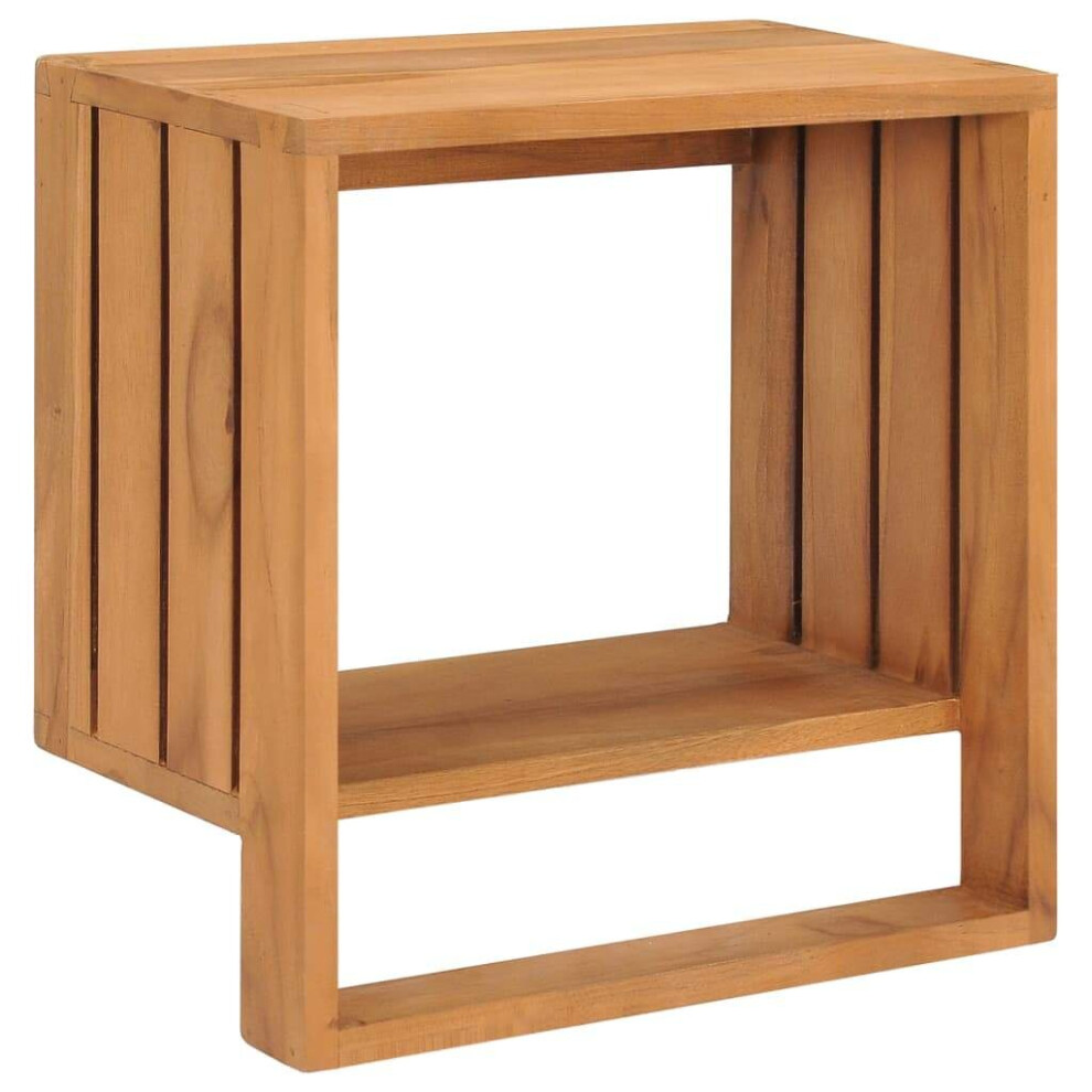 Vidaxl Solid Teak Wood Wall-Mounted Towel Rack Hanging Shelf Towel Holder