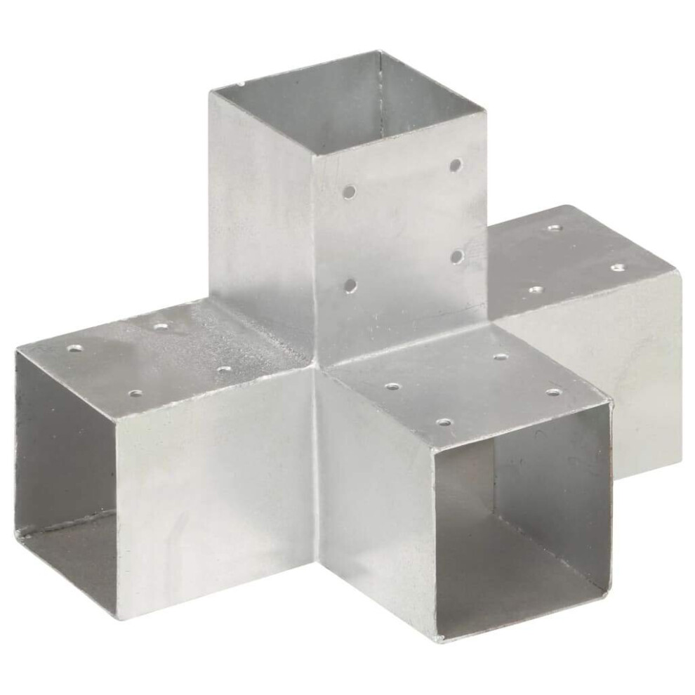 vidaXL Post Connector X Shape Galvanised Metal 91x91mm Wood Beams Shoe Support