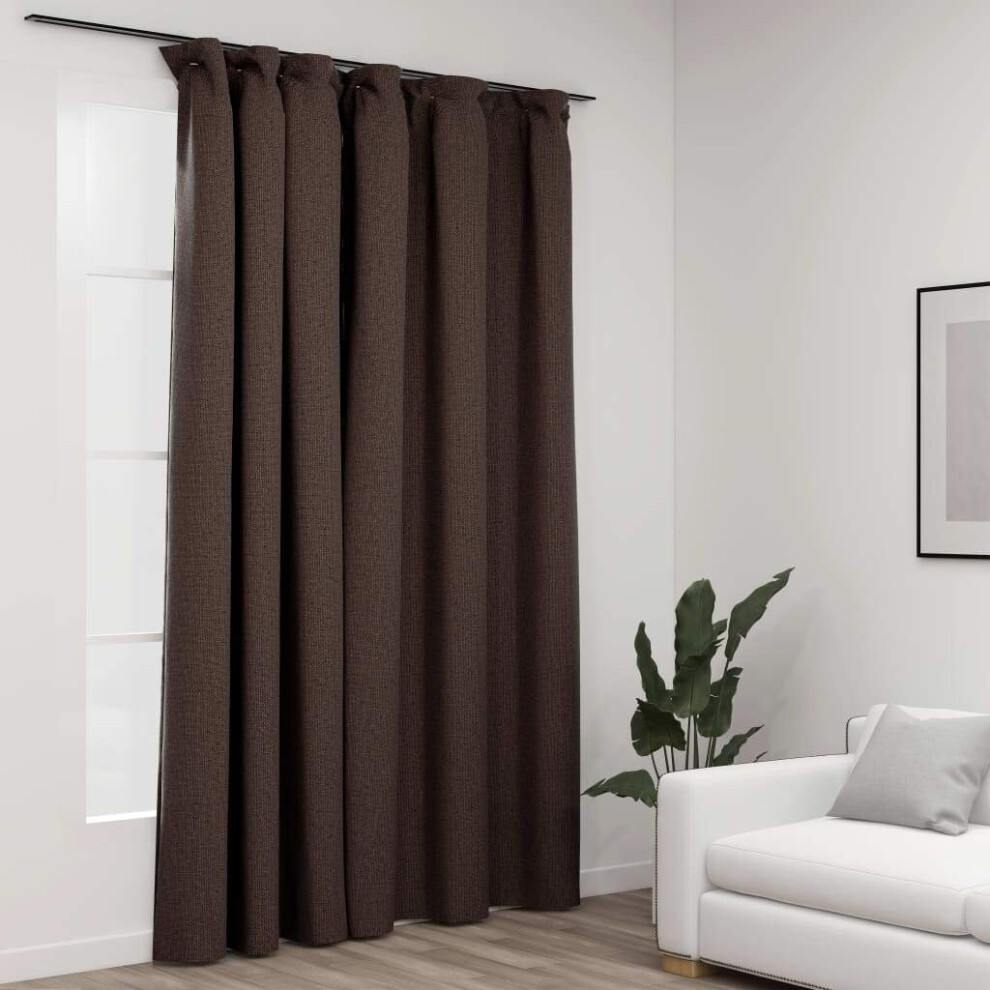 vidaXL Linen-Look Blackout Curtain with Hooks Taupe 290x245cm Drape Blind